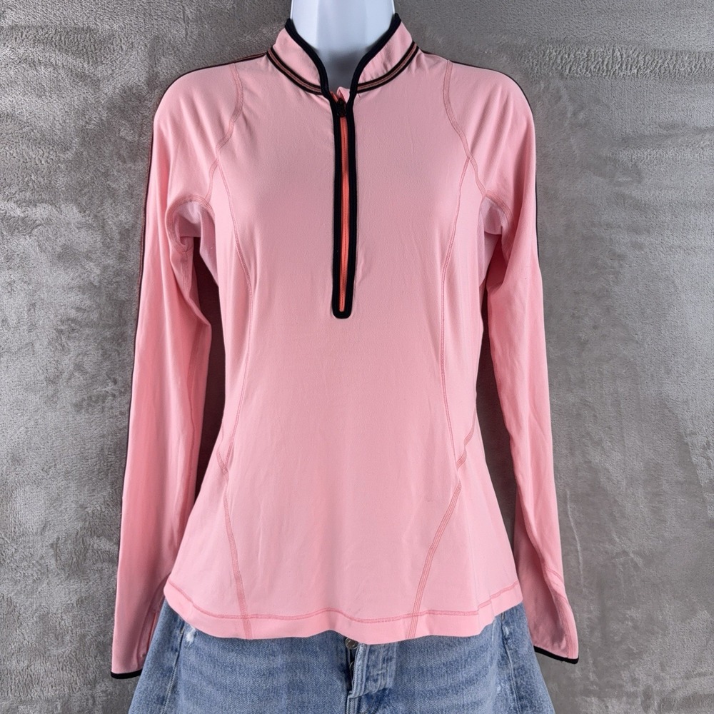 Lululemon Long Sleeve Top Womens Size 6 Pink Half Zip‎ Athletic Stretch Nylon
